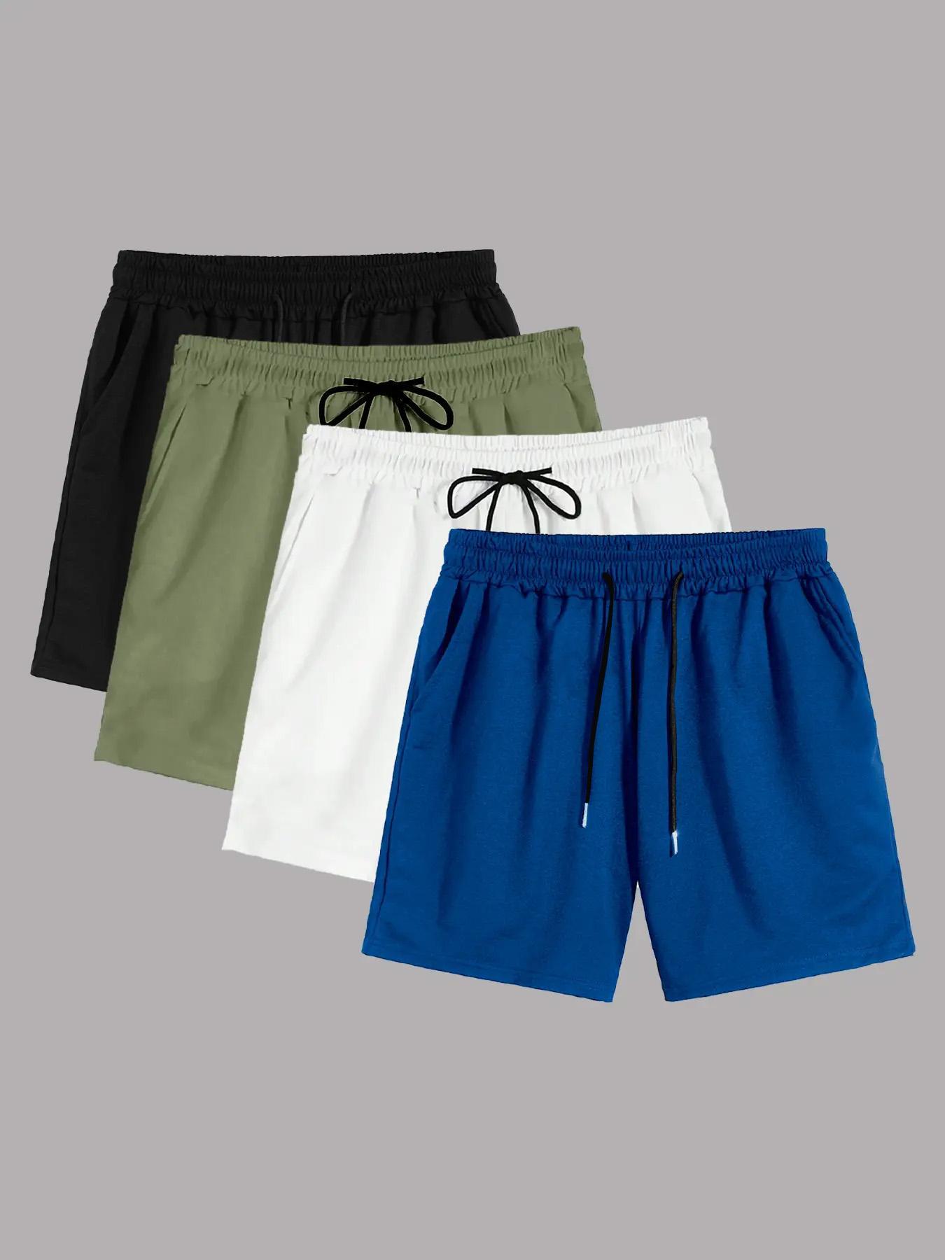 Men's Solid Drawstring Waist Pocket Sleep Shorts, Regular Fit Casual Comfy Pajama Shorts for Summer, Men's Loungewear for Daily Home Wear