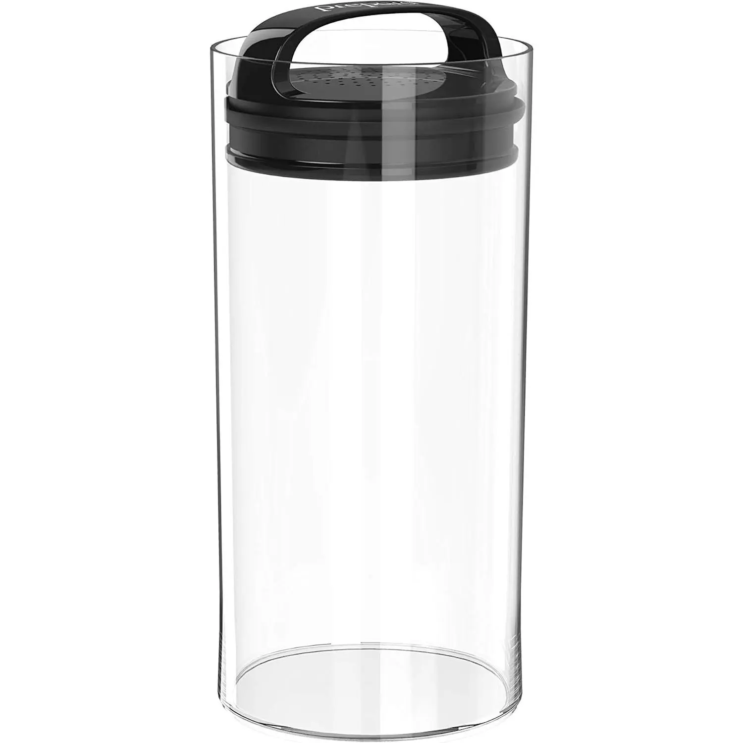 Evak Fresh Saver, Medium-Tall Airless Canister with Black handle, 2.3 Quart, Clear