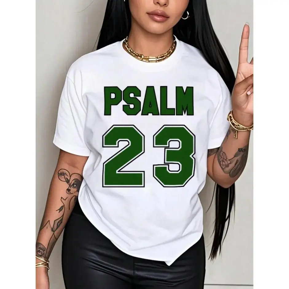 Women's Basic Streetwear T-Shirt - High-Quality Oversized Round Neck Short-Sleeve Top with Bold Green Graphic Lettering, Soft Breathable Fabric, Fit for Holiday Parties & Outdoor Fun, Ideal Women's Gift, Tshirt, Clothes