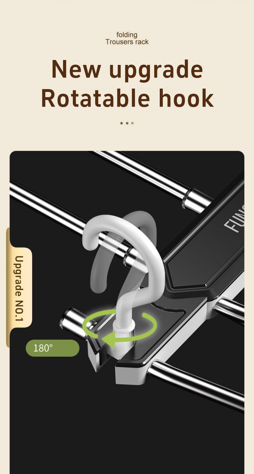 6 Layer Pants Hanger Space Saving Closet Organizer with 65mm Wide Spacing, Anti-Slip Multifunctional Pants Rack for Jeans Trousers Wardrobe