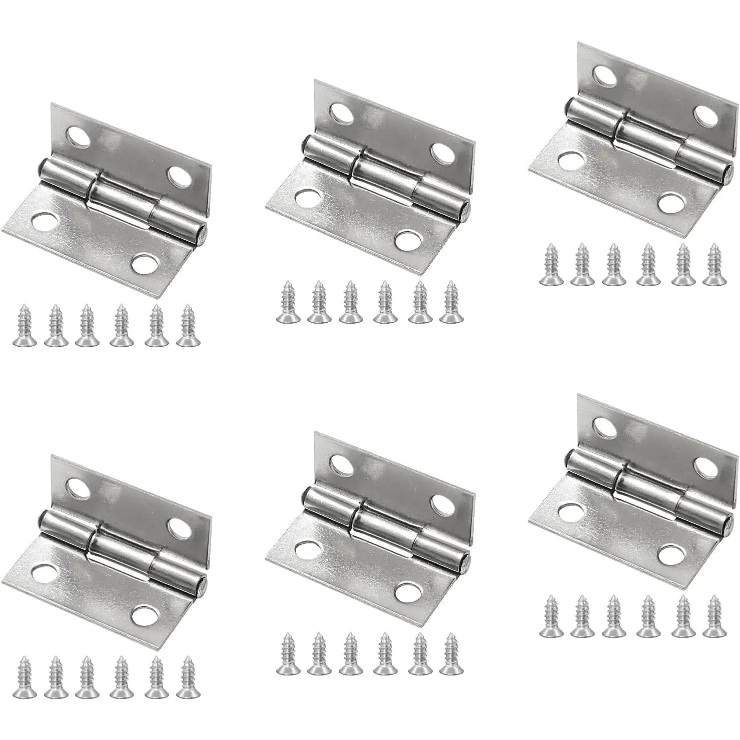 6Pack 1 Inch  Hinge 304 Stainless Steel Mini Hinges | Small Cabinet Hinges, Folding Craft Hinges, Mounting Screws Included, For Boxes Gate Drawer