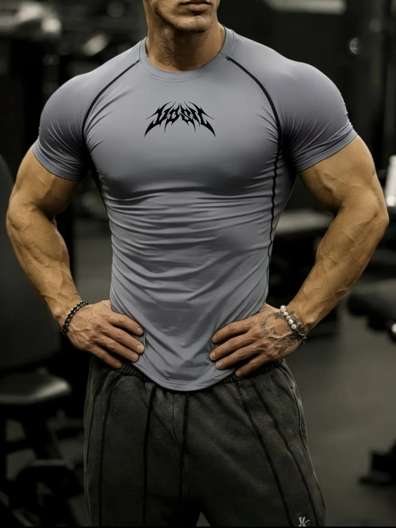 Men's Compression Sports Shirt, Tight-Fitting Short Sleeve Gym Quick-Dry T-Shirt, Running Training Top, Summer Casual Sportswear