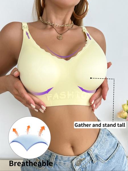 Seamless Nursing Bra for Pregnant Women, Pregnancy Maternity Bra, Jellyfish Style Embossed Letter Design, Comfortable Support for New Moms, Ideal for Nursing and Sleep Wear