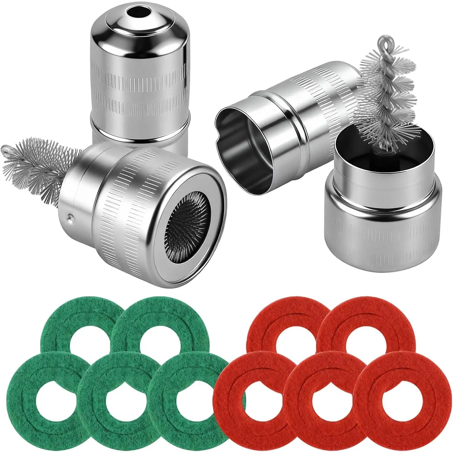 Terminal Cleaner Tool Kit, 2-Pack   Wire Brush with Metal Case and 10 Anti- Fiber Washers (5 Red & 5 Green) for , , RV and Marine