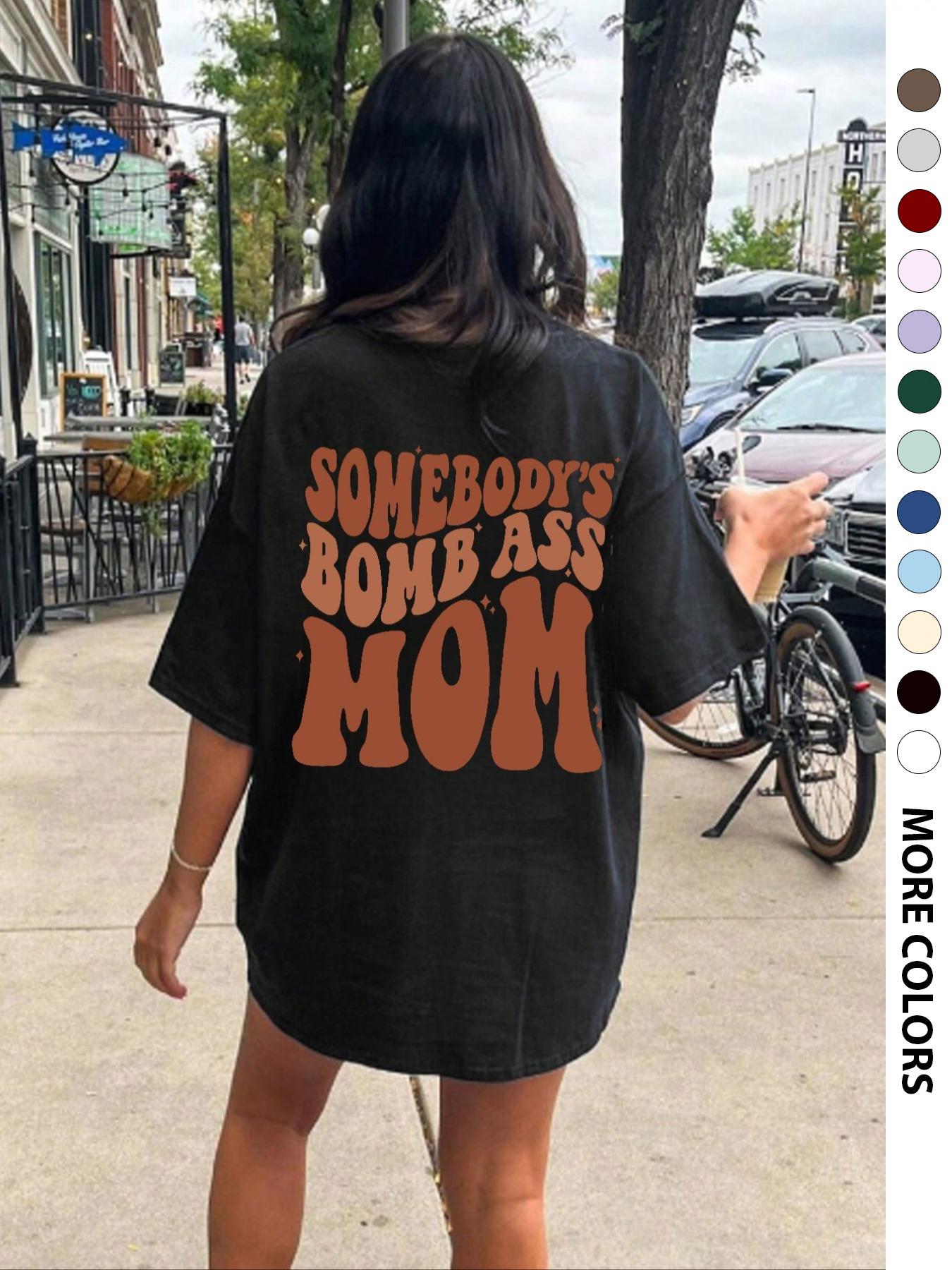 Women's Letter & Cartoon Face Print Drop Shoulder Tee, Casual Style Half Sleeve Round Neck T-Shirt for Daily Wear, Ladies Clothes for All Seasons