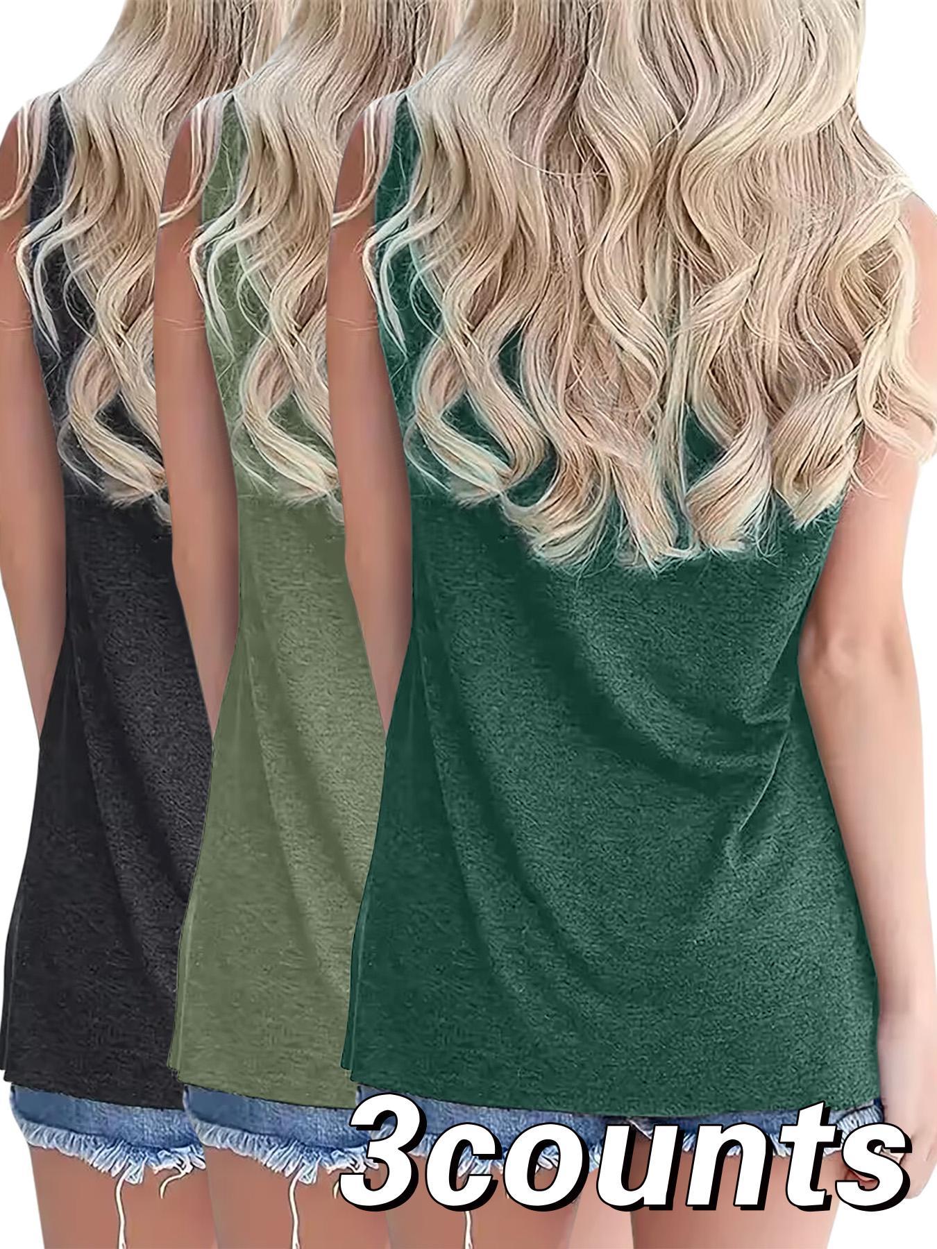 Women's Solid Round Neck Fitted Tank Top, Casual Sleeveless Top for Summer, Ladies Clothes for Daily Wear, Womenswear