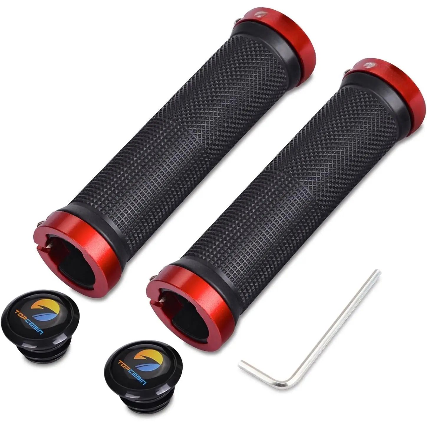 Double Lock  Handlebar Grips - Rubber Comfortable BMX Mountain  Grips