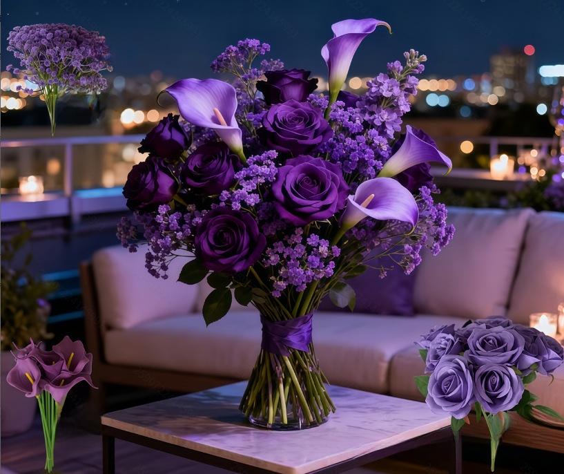 Rose, calla lily, tulip, popular artificial flowers, mixed with baby's breath, suitable for gifting