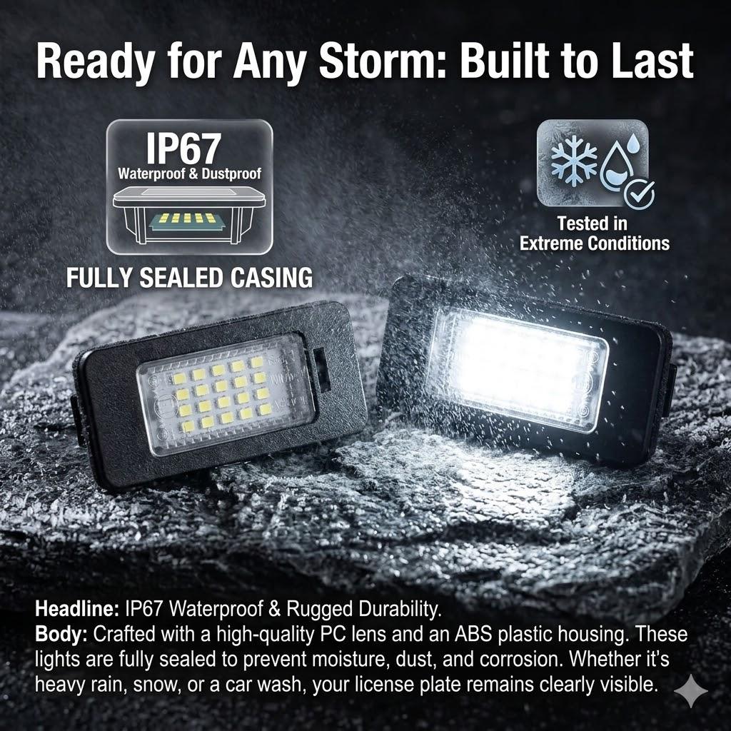 LED License Plate Light Assembly for BMW 1 2 3 4 5 Series X1 X3 X5 X6, E90 E92 E60 E39 F30 F10 E70 E82 E84 2Pcs 6000K Xenon White Error Free Rear Tag Lamp Replacement Plug and Play