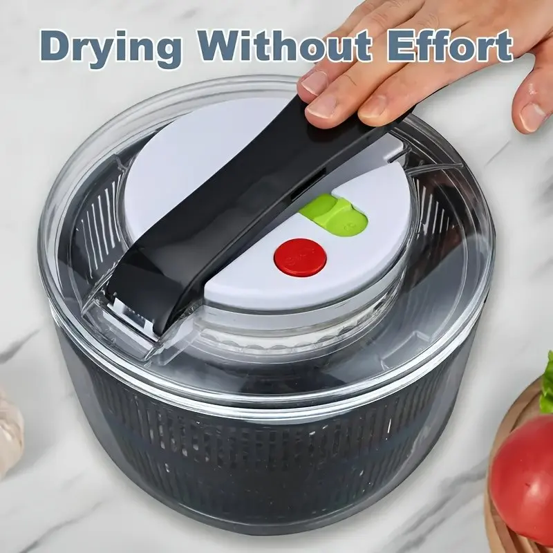 Manual Vegetable Dehydrator with Rotating Handle, Durable Abs Material, Multi-Functional Fruit Washer, Salad Dryer, Kitchen Tool