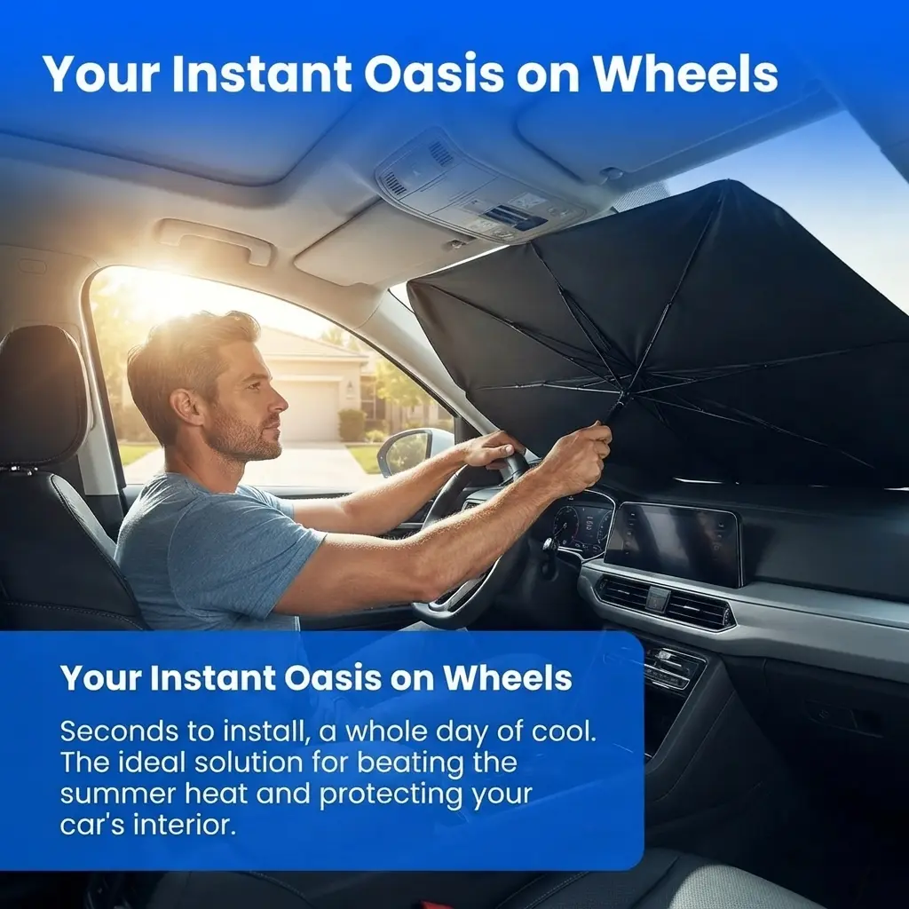 Universal Car Windshield Sun Shade Foldable Sun Umbrella Car Window Sunshade Cover Portable Auto Front Windshield Sun Protector For Daily Driving Parking Outdoor Use