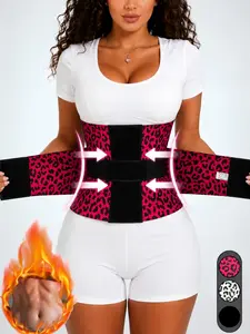 1 Count Tight-Fitting Adjustable Waist Trainer, Fajas, Comfortable Waist Cincher Trimmer Belt, Tummy Control Body Shaper Corset, Leopard Print High Compression Back Support Triple Wrap Girdle, Shapewear Belts, Suitable For Gym & Casual Wear ﻿