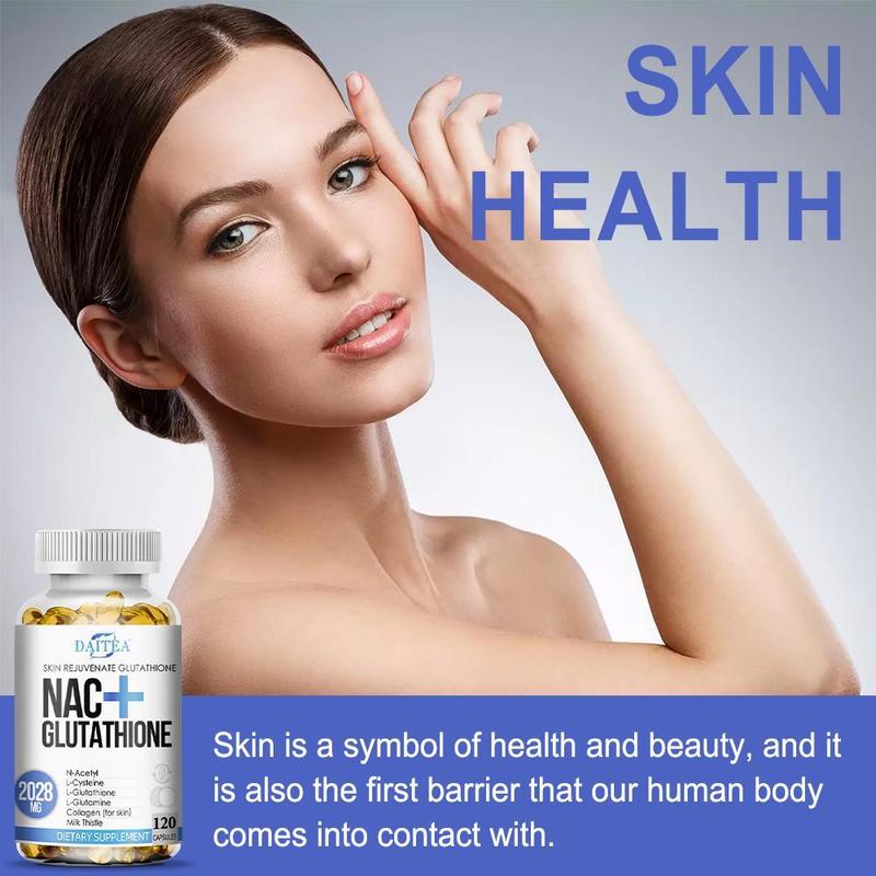 Daitea NAC + Glutathione Health Supplement, Supports Liver Health, Supports Skin Health,120 Capsules