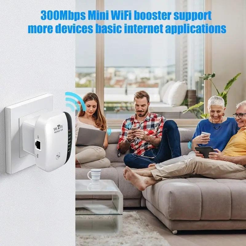 300mbps Wireless Range Extender, Easy Setup Home Office Wi-Fi Booster with 7 LED Lights, Enhance Your Network Signal for Home Office Enhancement
