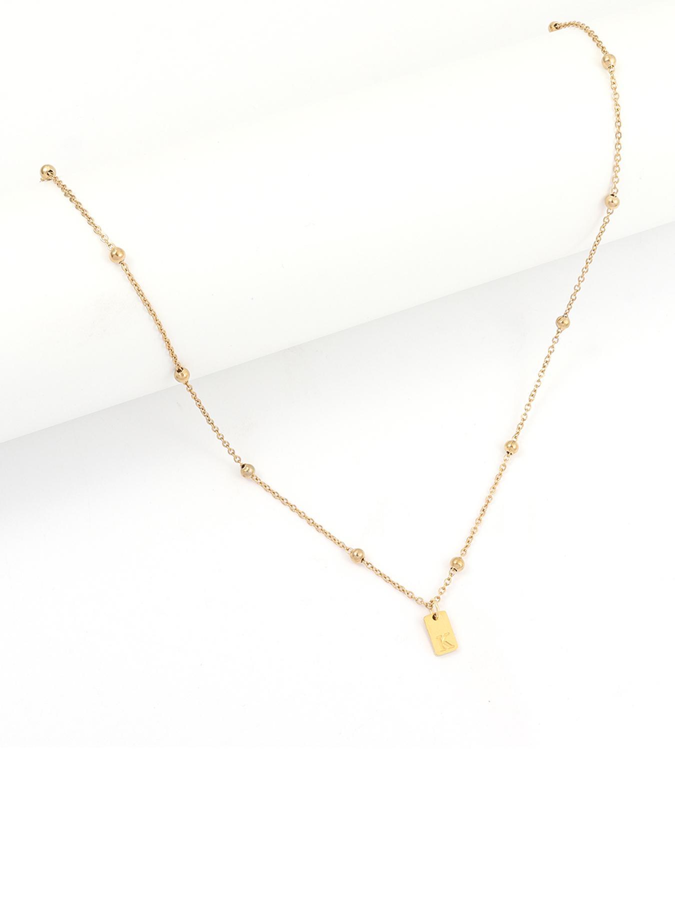 Rectangle Initial Letter Necklace & Necklets, Decorative Necklace, Accessory Necklace for Women, Stainless Steel Jewelry for Party, Daily Clothing Decor, Trendy All-match & Exquisite Jewelry for Birthday Gift