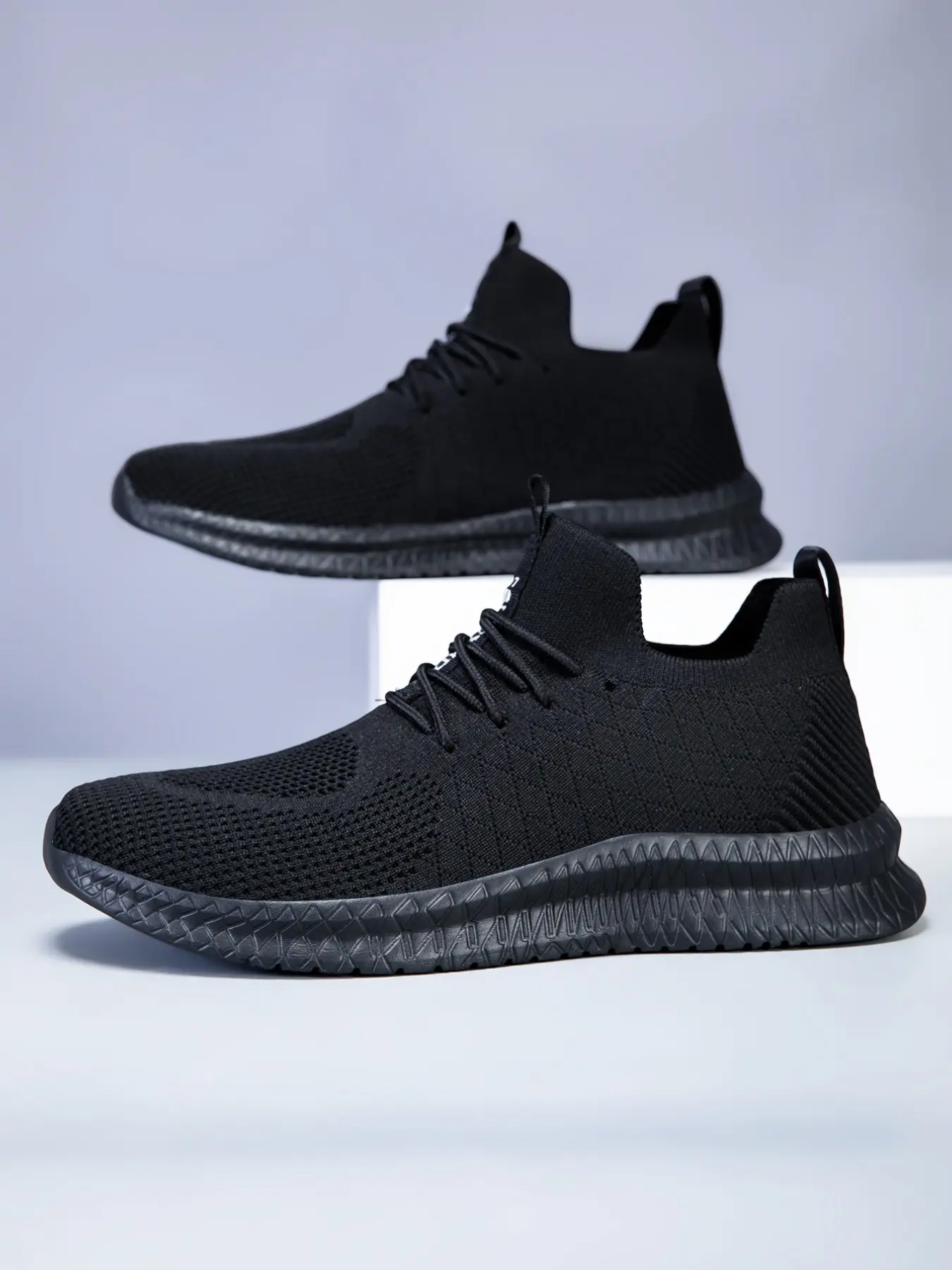 Men's Breathable Mesh Sneakers, Fashion Lightweight Running Shoes, Comfortable Shock Absorption, Soft Eva Sole, Laces, Outdoor Sports