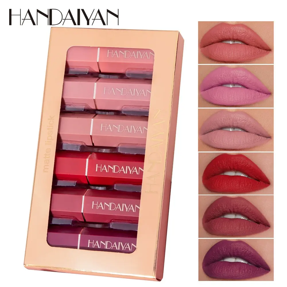 Matte Lipstick, 6 Counts Long Lasting Easy Coloring Hydrate Moisturize Lip Sticks, Moisturizing Hydrating Moisture Matte Lipstick, Suitable for All Occasions Lip Makeup, Makeup Accessories