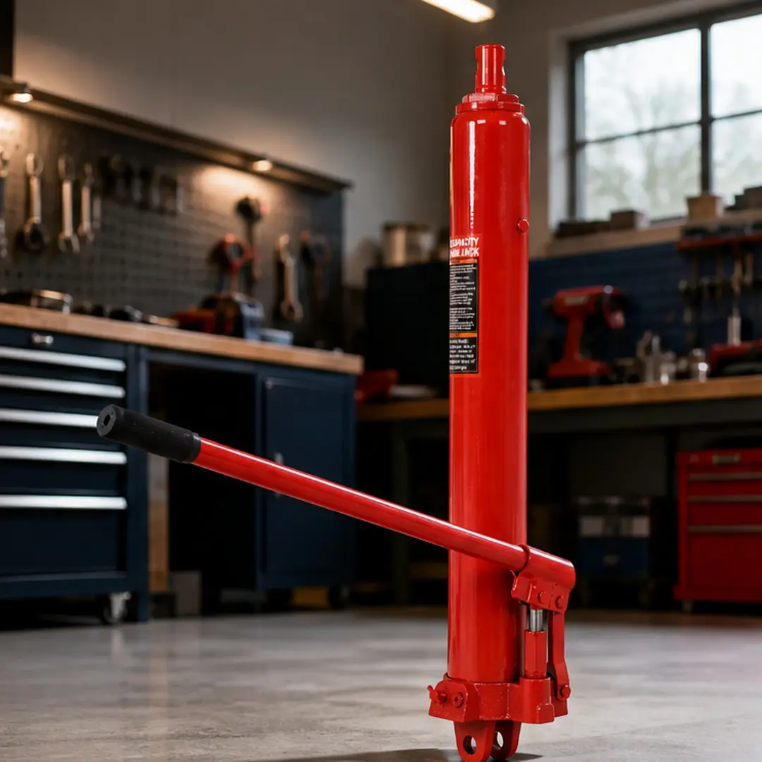 ARCH 8 Ton Hydraulic Long Ram Jack with Single Piston Pump and Clevis Base, 16,000 lb Capacity, Heavy-Duty Steel Construction, Red, for Garage Shop Cranes, Engine Hoists, and Lifting Equipment, Red Color Options, Steel Material, Product Dimensions:
