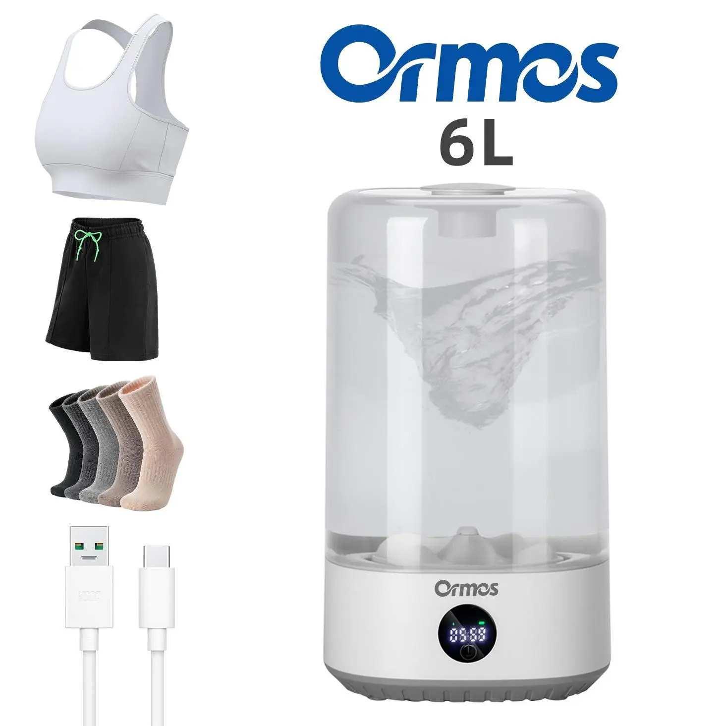 Travel Mini Washer - Cordless Rechargeable Underwear & Socks Washing Machine, Upgraded 6L Portable, Quiet Operation, Perfect For Camping, Dorm, RV & On-the-Go Use