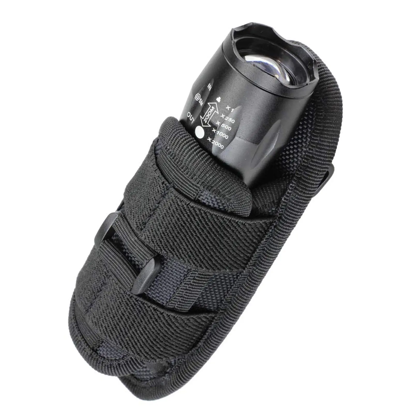 Tactical Flashlight Holder, Solid Black Holster with 360-Degree Rotatable Belt Clip and 12-Position Lock for Hiking & Outdoor Accessories, Tactical Accessories, Hiking / Light Outdoor