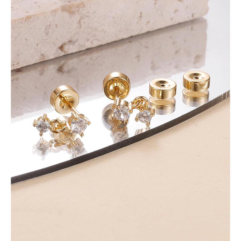 Sterling   Flat  Earrings for Women Men  Flatback stud Earrings 20 Gauge Cartilage Earring Helix Conch Tragus