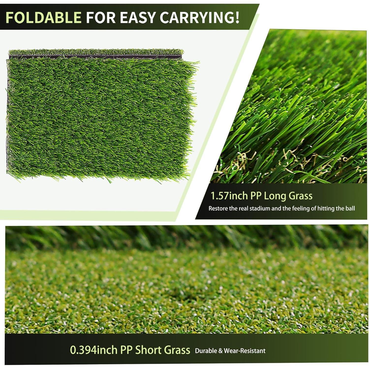 Golf Hitting Mat - Portable Golf Pratice Mat with  Swing Path Trajectory, 3-in-1 Includes Fairway, Rough & Putting Pad  Mats  No-Slip Rubber Base,Simulator  Haves,  for Golfers