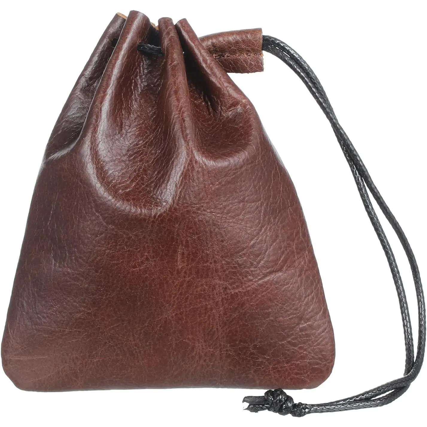 Leather Drawstring Pouch, Small Drawstring  Pouches Storage Bags  Medieval   Cowhide Bag(Large)