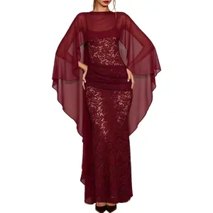 Chiffon Cape for Women Sheer Long Shawl Wraps Bridal Capelet for Evening Dresses Cover Up Formal Wedding Mesh Poncho
