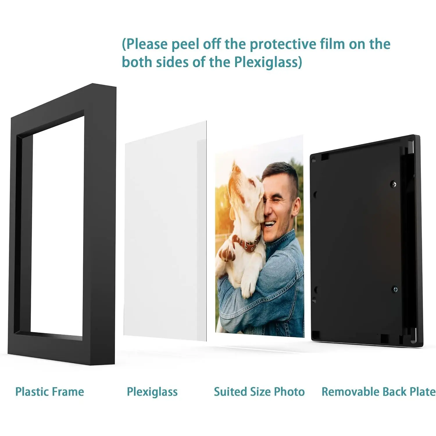 Voice Recording Photo Frame, 5x7 Picture Display with 20 Second Audio Message, Tabletop Wall Mount, Vertical Horizontal