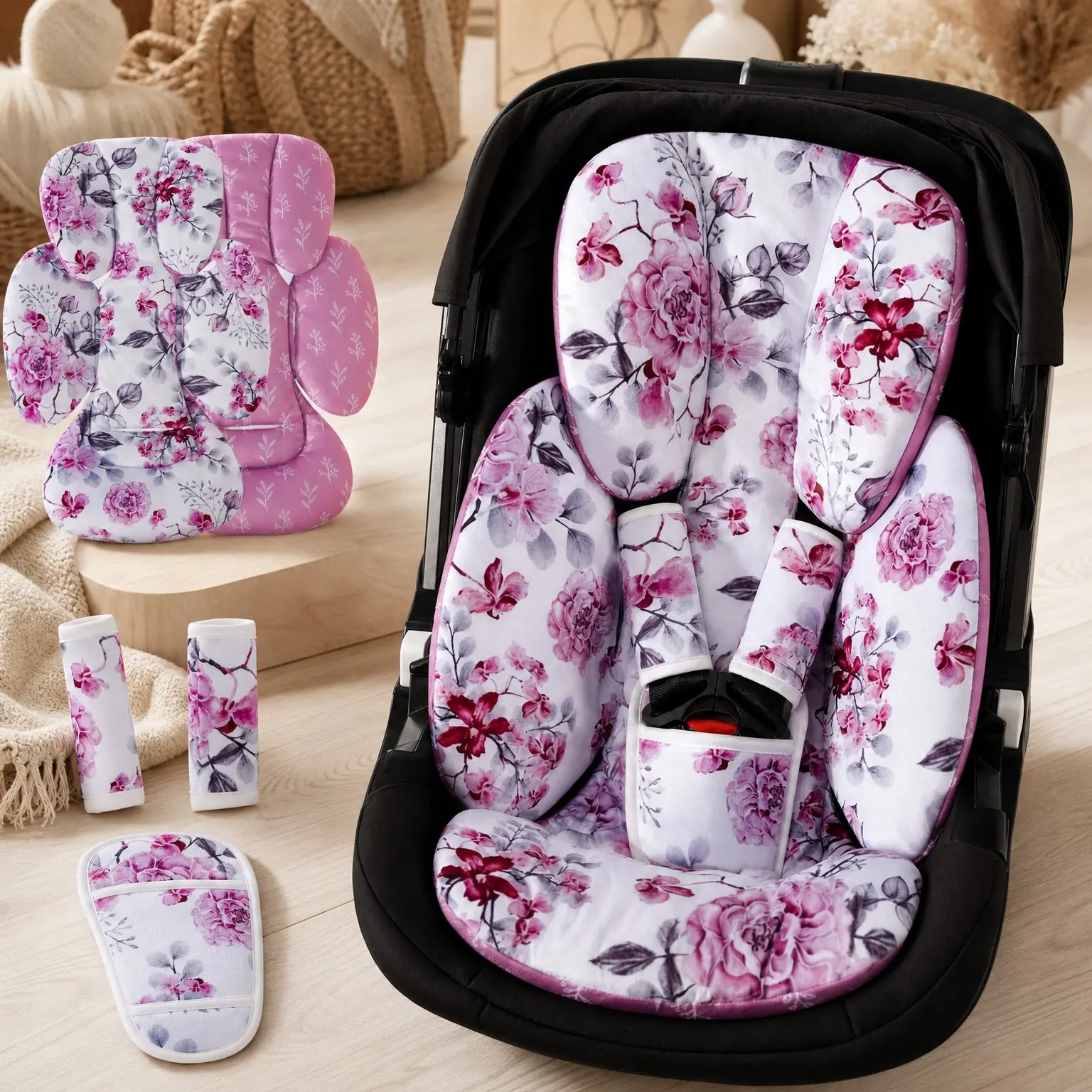 2-in-1 Reversible Infant Car Seat Insert for Newborn & Preemie, Head and Body Support for Car Seat, Stroller, Baby Swing, Rocker, Bouncer, BassinetGift