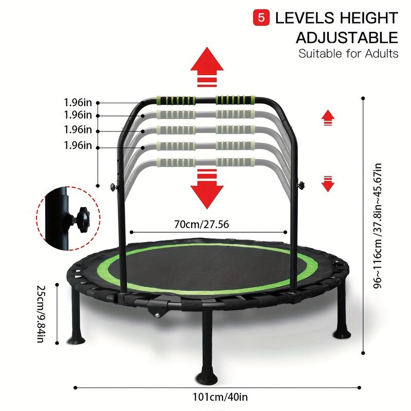 Fitness Trampoline High-Quality 40" Collapsible Mini Trampoline,- Stable & Quiet for Indoor/ Trampoline for Outside adjustable foam handle fitness rebounder exercise trampoline Home Workout Equipment Calisthenics Tools