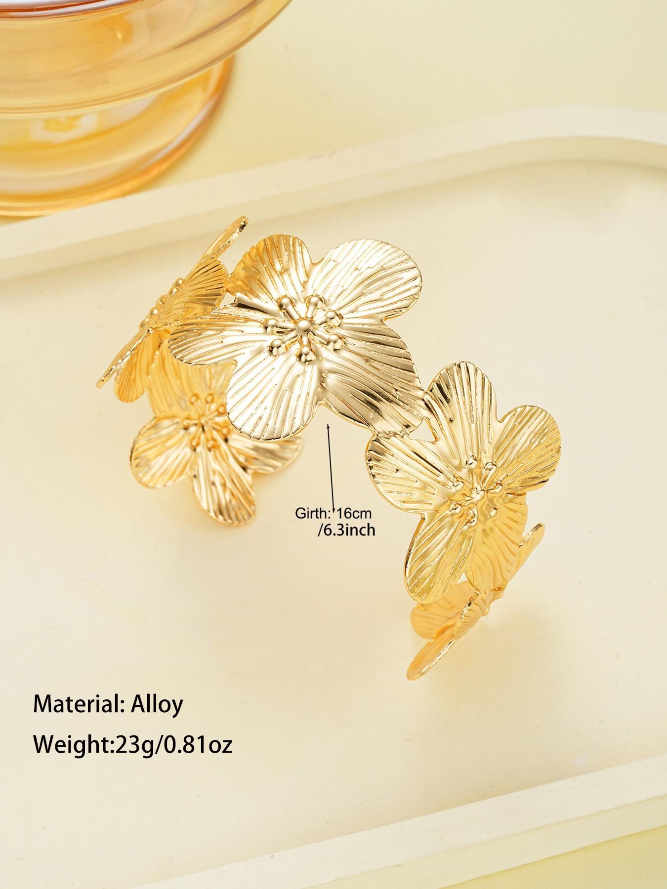 8 Pieces Hollow Floral and Bangle, Trendy Stack Bangle, Flower Design Bracelet, Bangle Bracelet Set, Elegant Women's Jewelry for All Seasons, Perfect Valentine's Day Gift