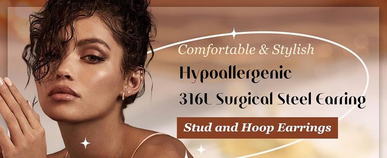 CASSIECA 20G Flat Back Earrings Cartilage Earring Sets for Multiple Piercing Surgical Stainless Steel Earrings for Women Trendy Earring Stacks Small Huggie Hoops Flatback Stud Earrings Set