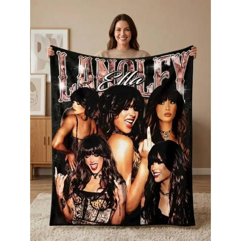 Ella Langley Printed Fleece Throw Blanket, cooling blankets cooling blanket blankets quince bedding, Country Music Singer Collage Design Soft Cozy Blanket Sofa Bedroom Dorm Home Decor Western Concert Fan Gift
