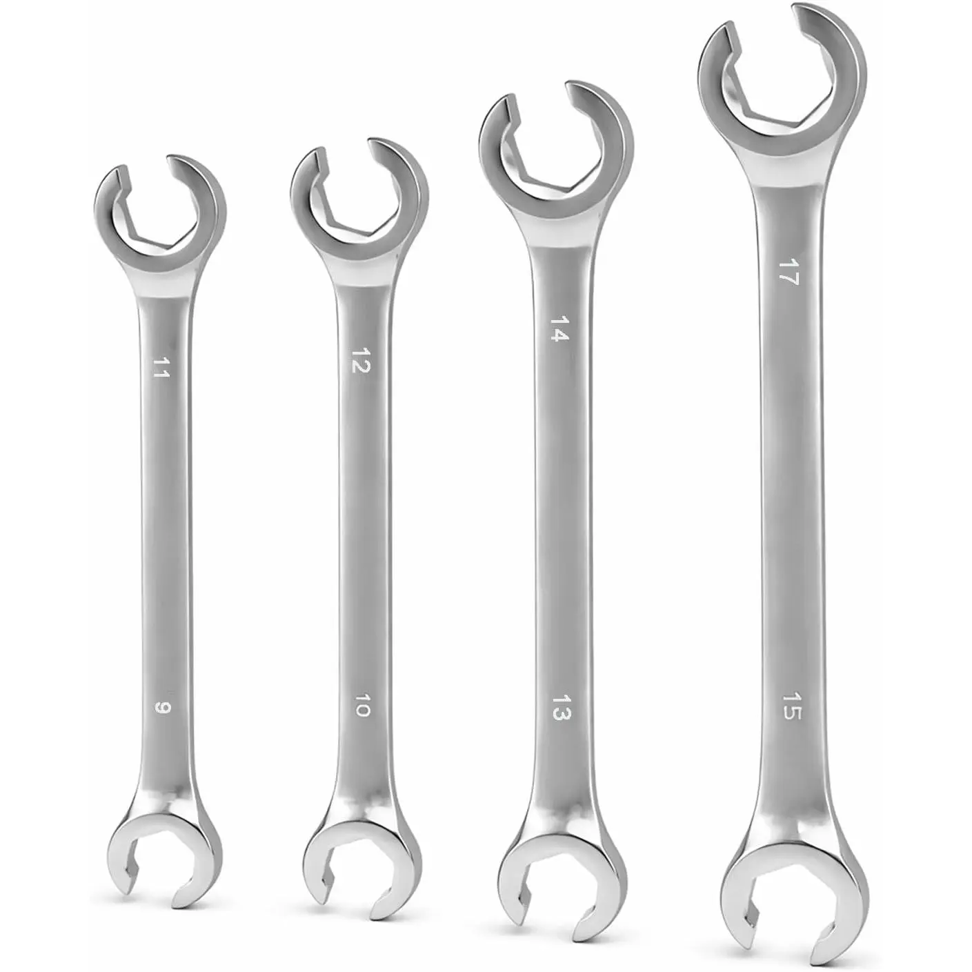 Flare Nut Wrench Set, 9–17mm Offset End Spanner Metric, CR-V Steel Storage Pouch Repair and Remove Nuts