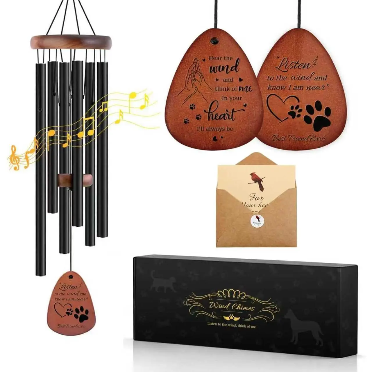 Wind Chime for Outside  Memorial Wind Chime Gifts for Loss of  32"  Memorial Wind Chimes Sympathy  Passing  Remembrance  Bereavement Gifts Black Wind Chime