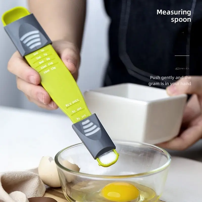 Adjustable kitchen measuring spoons with scale, gram control, salt and milk powder measuring spoons with scale