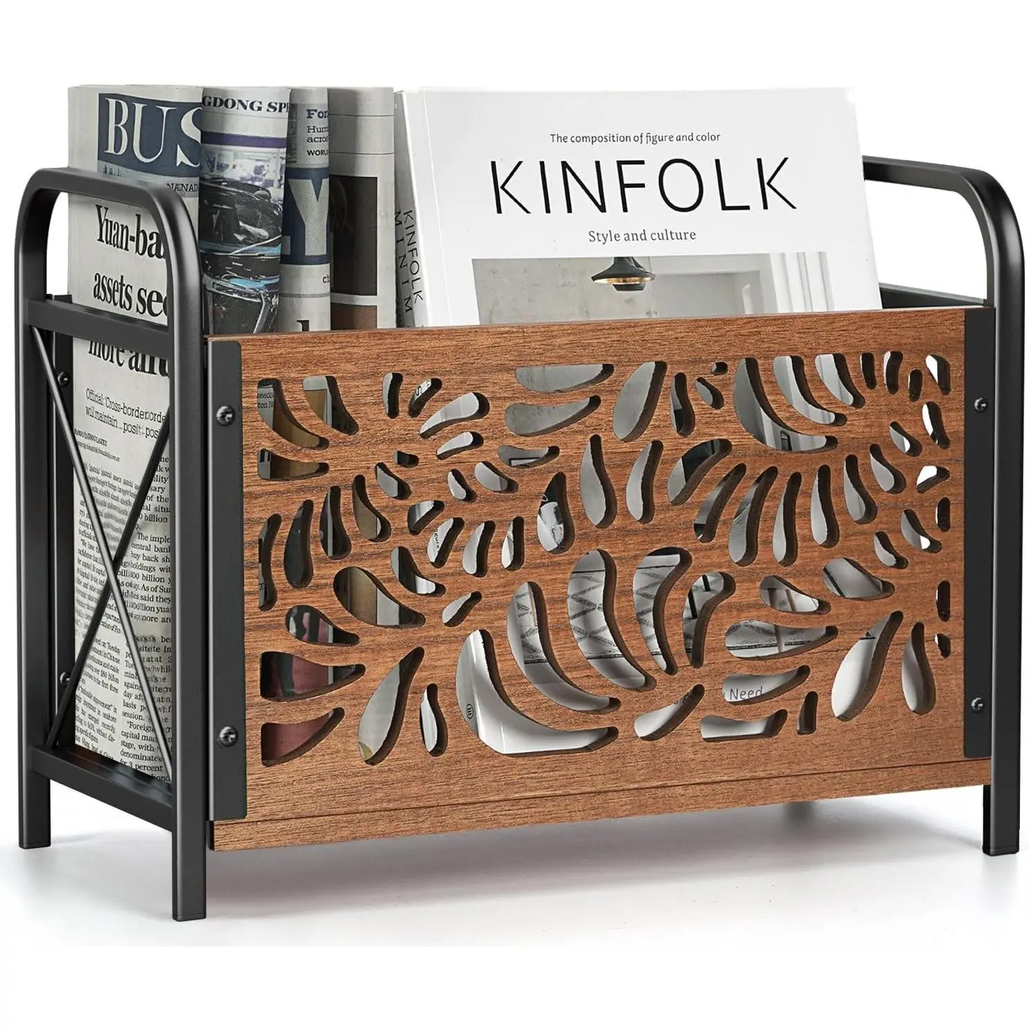 Magazine Holder, Magazine Rack Floor, Wood Magazine File Holder, Magazine Organizer, Album Storage for Vinyl Records, Farmhouse Magazine Storage Rack for Magazines, Newspapers, Books