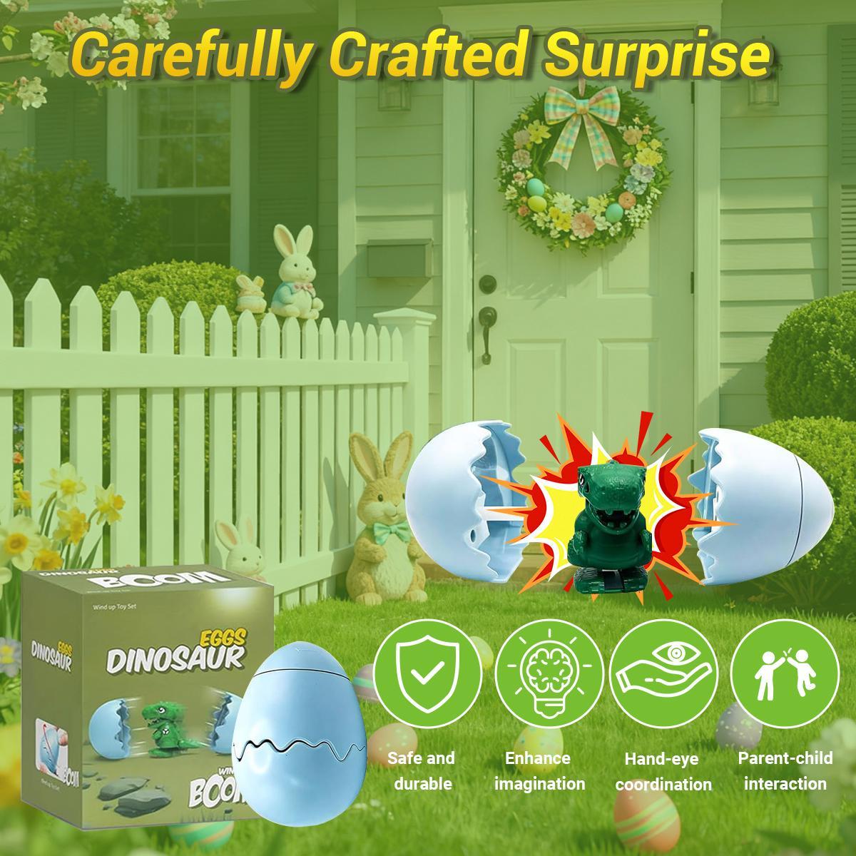 Wind-Up Surprise Eggs, Hatching Dinosaur Egg Toy for Kids, Rotate the Egg to Hatch a Walking Animal, Reusable Clockwork Fun Animal Toy for Boys and Girls, Idea Gift Easter Basket Stuffers
