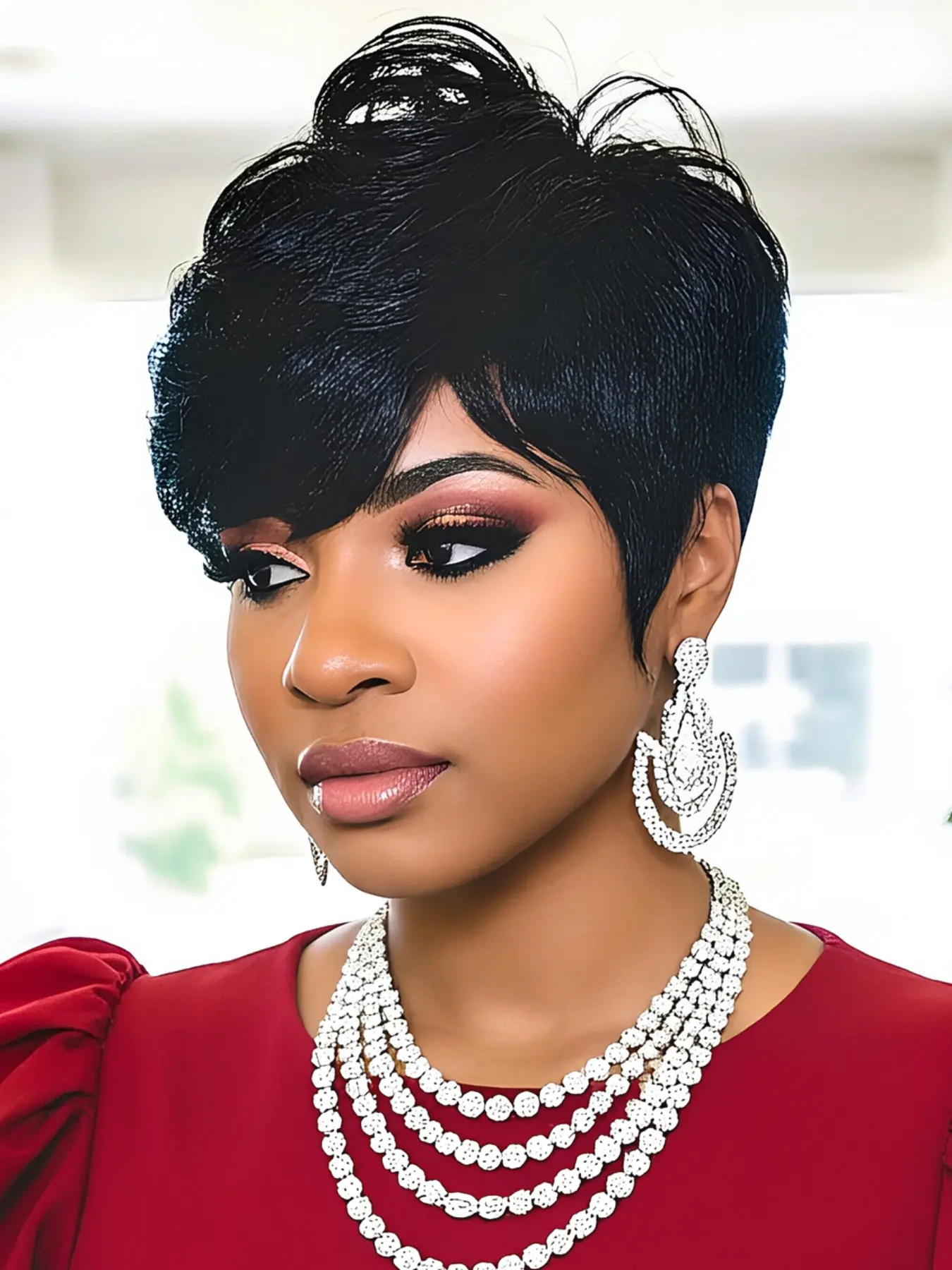 Pixie Cut Wig for Women, Human Hair Short Wigs with Bangs, Full Machine Made Layered Wig, Stylish and Versatile Hairstyle Option