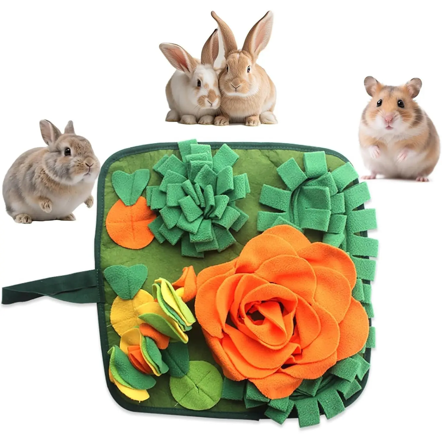 Bunny Foraging Snuffle Mat 17.7 Inches Interactive Puzzle Feed Mat for Small Animals Bunnies Guinea Pigs Hamsters Puppies Chinchillas Kitten