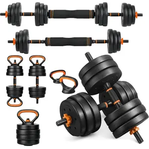 Adjustable Dumbbells Weight Set, 4-in-1 Convertible Barbell for Muscle & Strength Training (Kitchen Specialty Fitness Utensil Compatibility), Weights Dumbbell Set