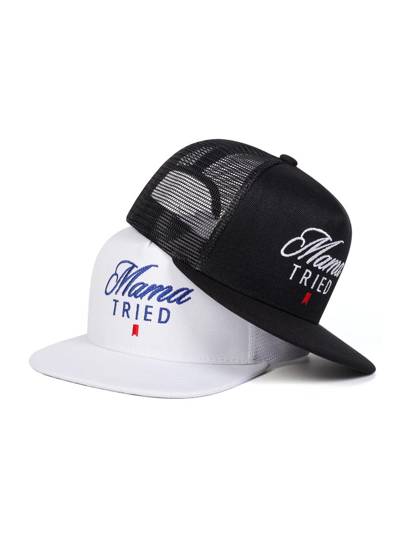 Mama Tried Embroidery, Embroidered Trucker Hat, Casual Outdoor Sports Hat for Men & Women, Adjustable Sun Protection Cap for Daily Wear