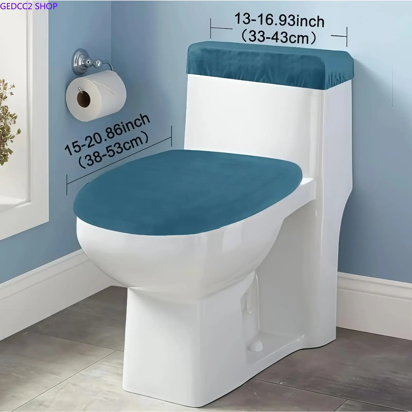 Soft Velvet Toilet Seat & Tank Cover Set, Washable Elastic Bathroom Cushion Covers, Cozy Warm Toilet Decor for Standard Toilets