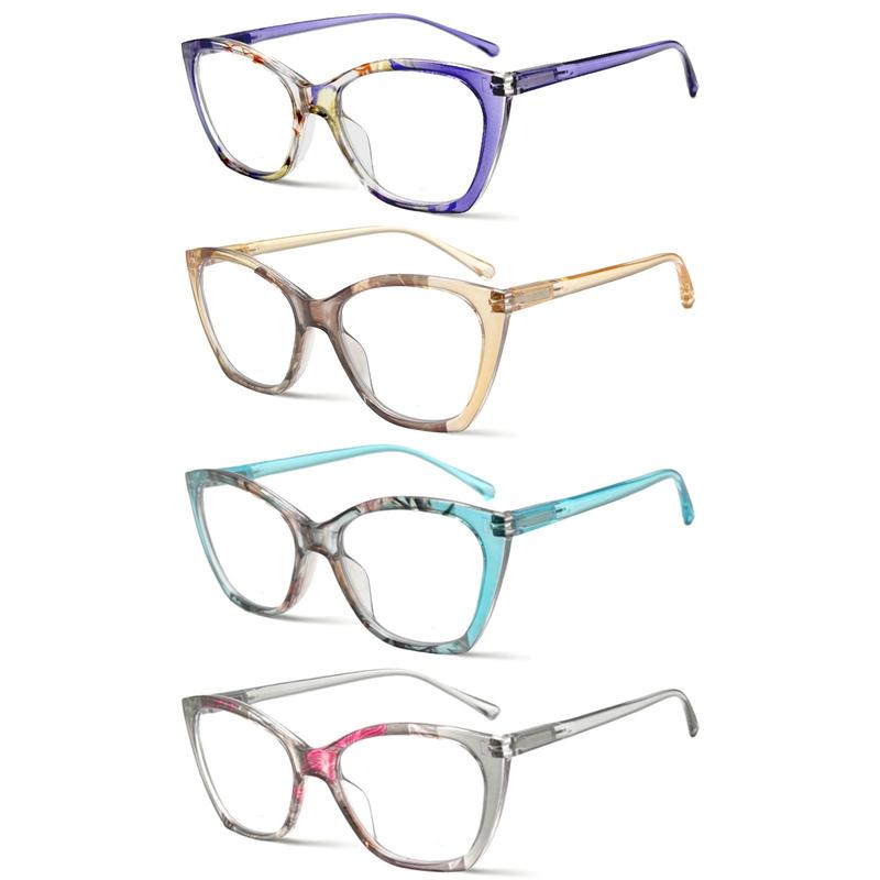 DEAAOK 4 Pack Reading Glasses Blue Light ReadersWomen Glasses Anti Eyestrain Glasses Blue Light BlockingComputer Eyeglasses Spring Hinges Multicolor