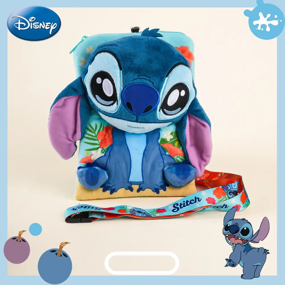 Disney Stitch Officially Licensed Card Wallet, Blue Anime Card Holder with Anti-Loss Strap, Large Capacity ID Coin Purse, Cute Gift Set