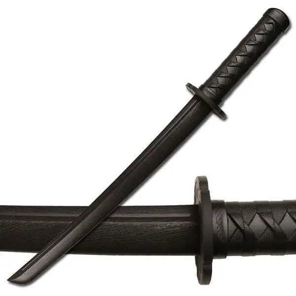Martial Arts Training Sword - Heavy-Grade Black Polypropylene Blade, Weight-Balanced Samurai-Style Handle, Sparring Practice Equipment, Lead and Phthalate Free