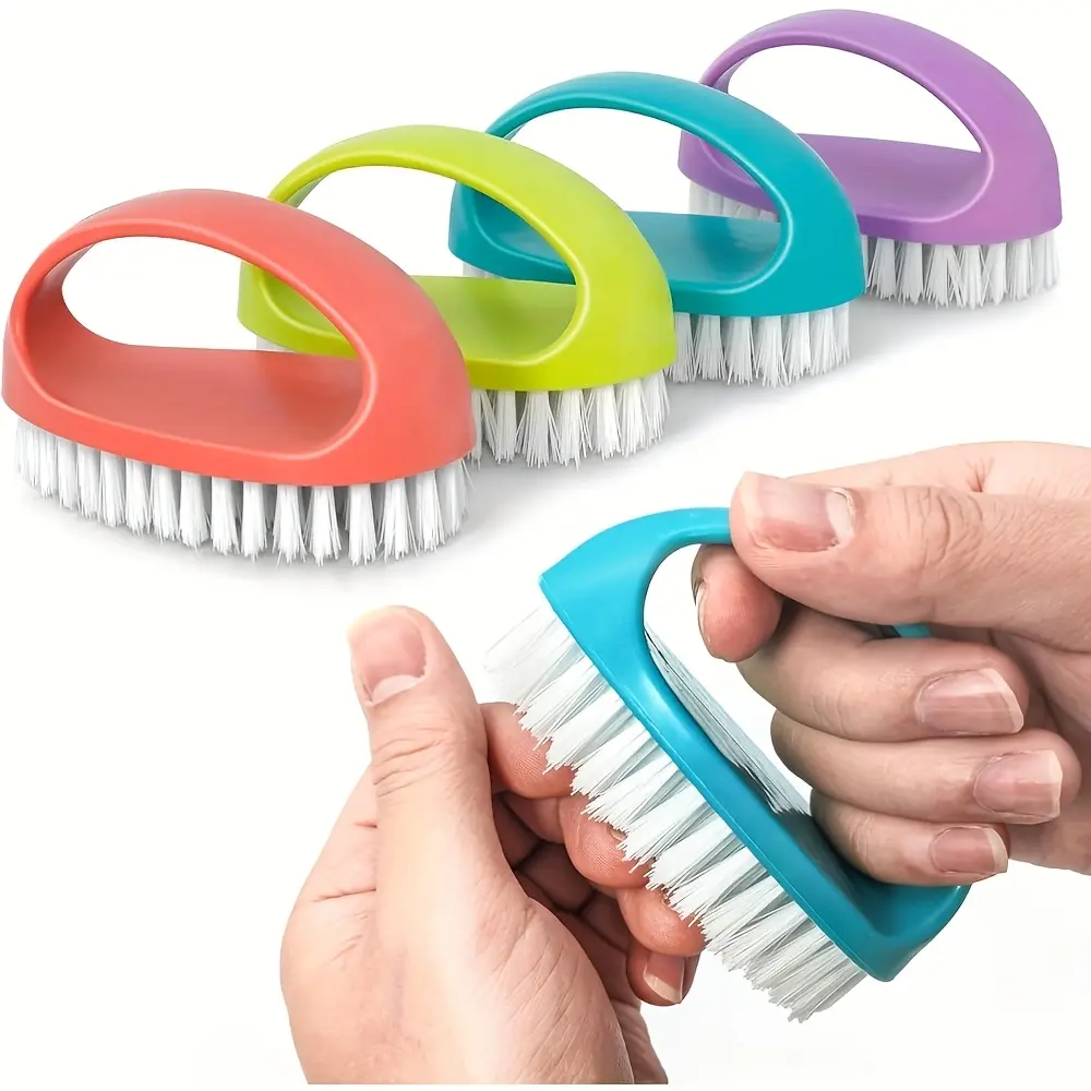 2Pcs Assorted Color Industrial Nail Brushes with Stiff Scrub Bristles, Heavy-Duty PP Handle Cleaner for Dirty Hands, Toenails, Home Supplies Party Bag Gift Essentials