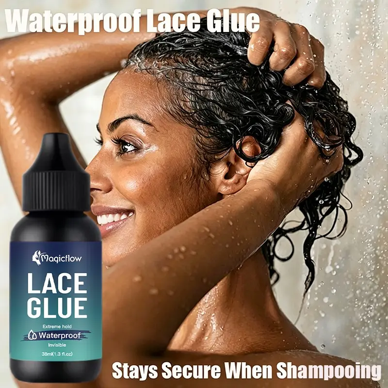 38ml/1.03fl.oz Strong Hold Lace Wig Glue - Extreme Hold, Waterproof, Sweat Proof, Invisible, Clear, Quick Dry & Easy Removal, Shampoo Compatible - No Odor Hair Wig Adhesive