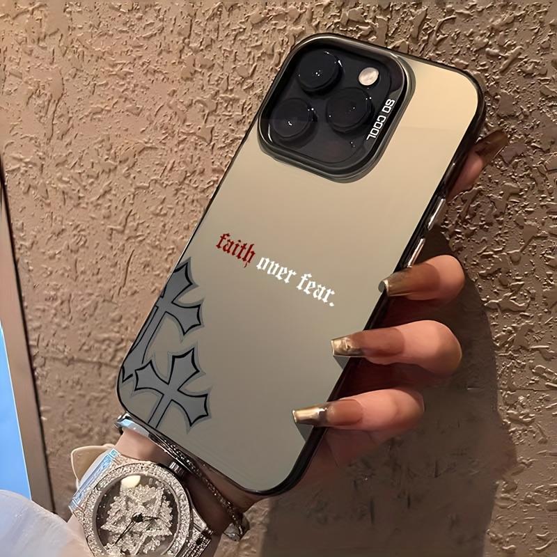 Vitality Black Cross TPU Pattern Case for iPhone 17 16 15 14 Pro Max 13 12 11 X XS Plus Shockproof Drop Protection Durable PC Smartphone Cover Gifts for women men girls boys